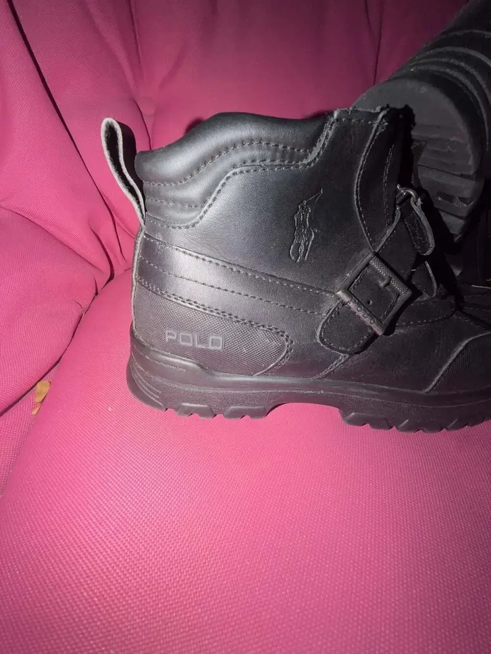 Polo Ralph Lauren Black Leather Duck Boots Size 4